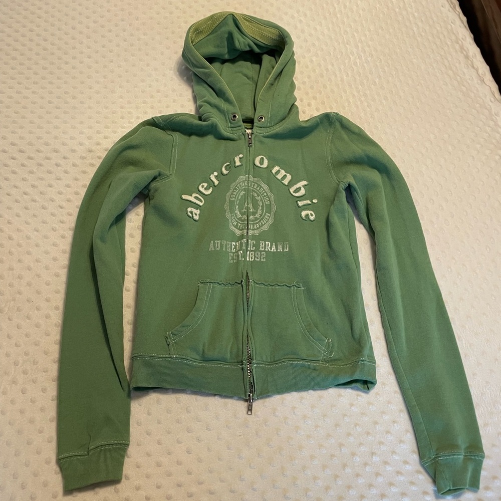 Abercrombie green zip up hoodie size large